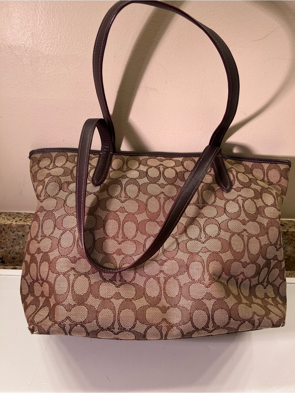 Coach Brown Signature Tote Shoulder Bag - Picture 6 of 12